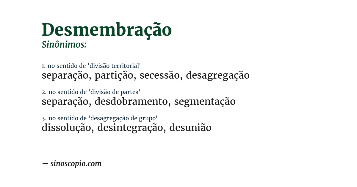 Sinônimo de desmembração