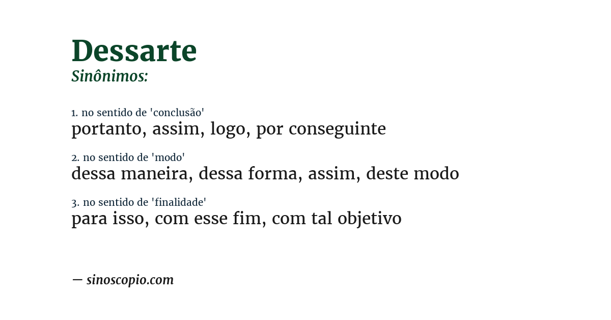 Sinônimo de dessarte