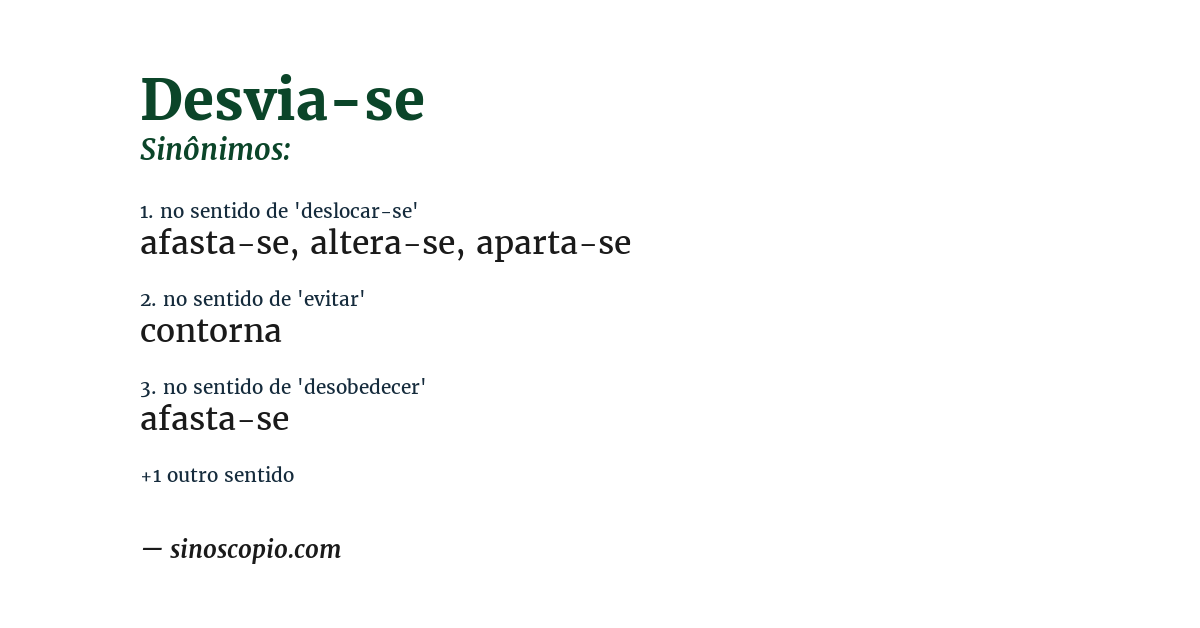 Sinônimo de desvia-se