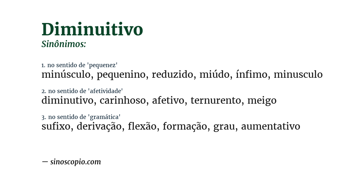 Sinônimo de diminuitivo