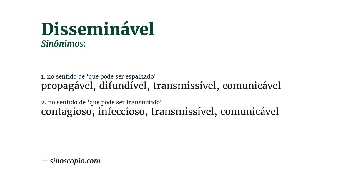 Sinônimo de disseminável