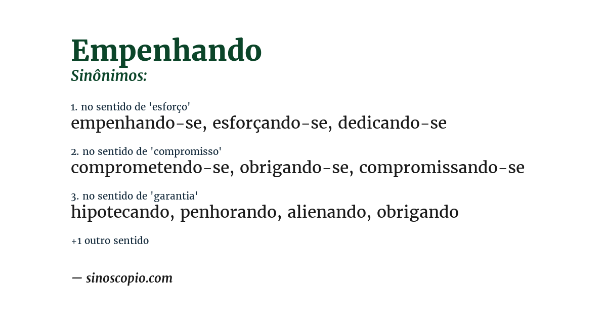 Sinônimo de empenhando