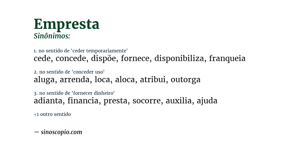 Sinônimo de empresta