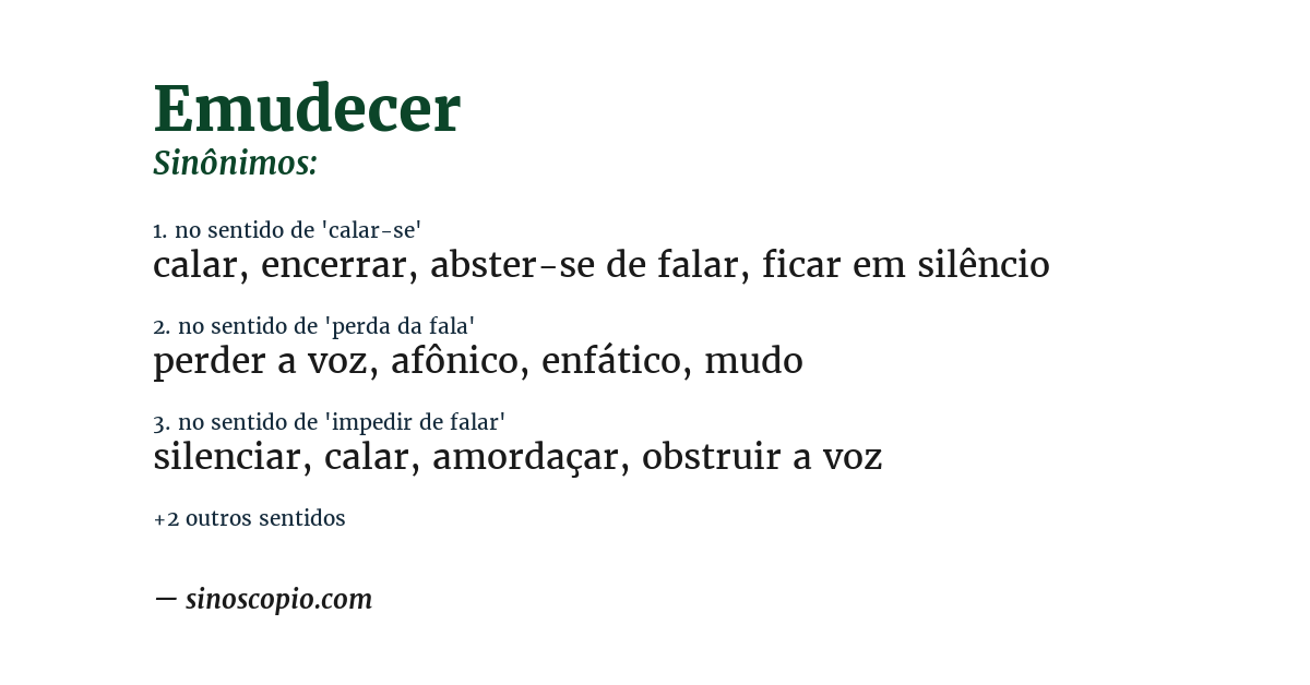 Sinônimo de emudecer