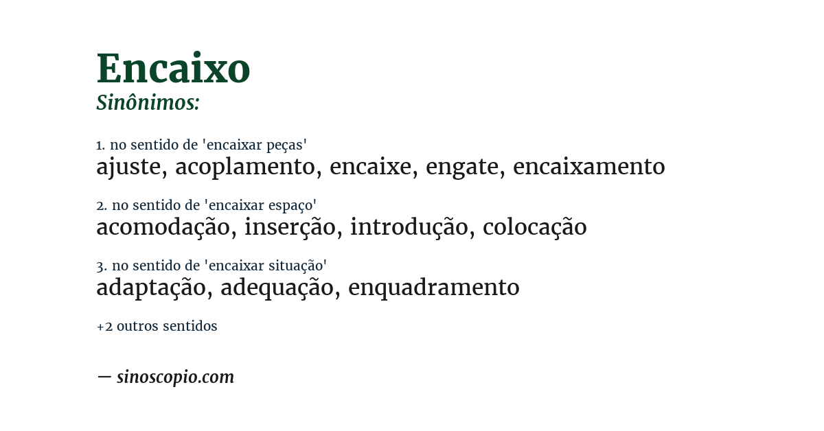 Sinônimo de encaixo