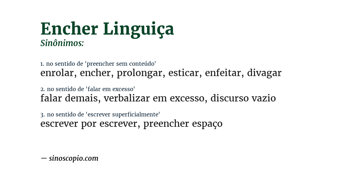 Sinônimo de encher linguiça