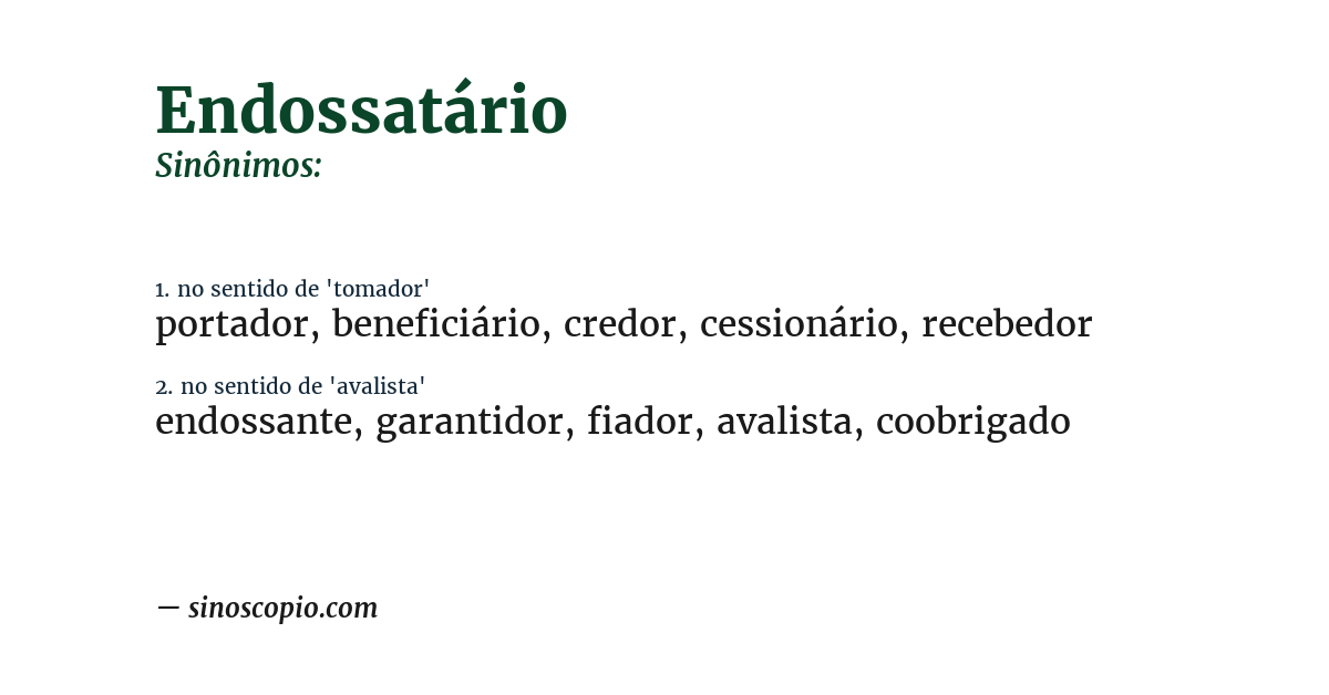 Sinônimo de endossatário