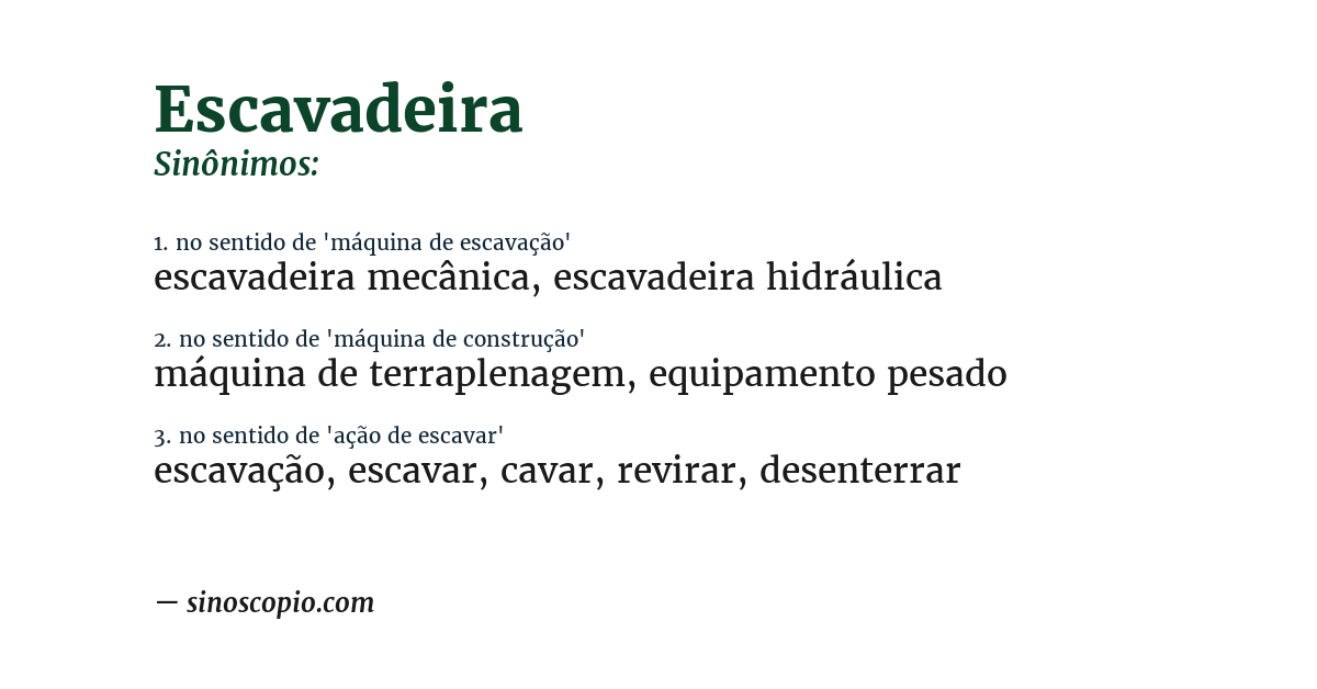 Sinônimo de escavadeira