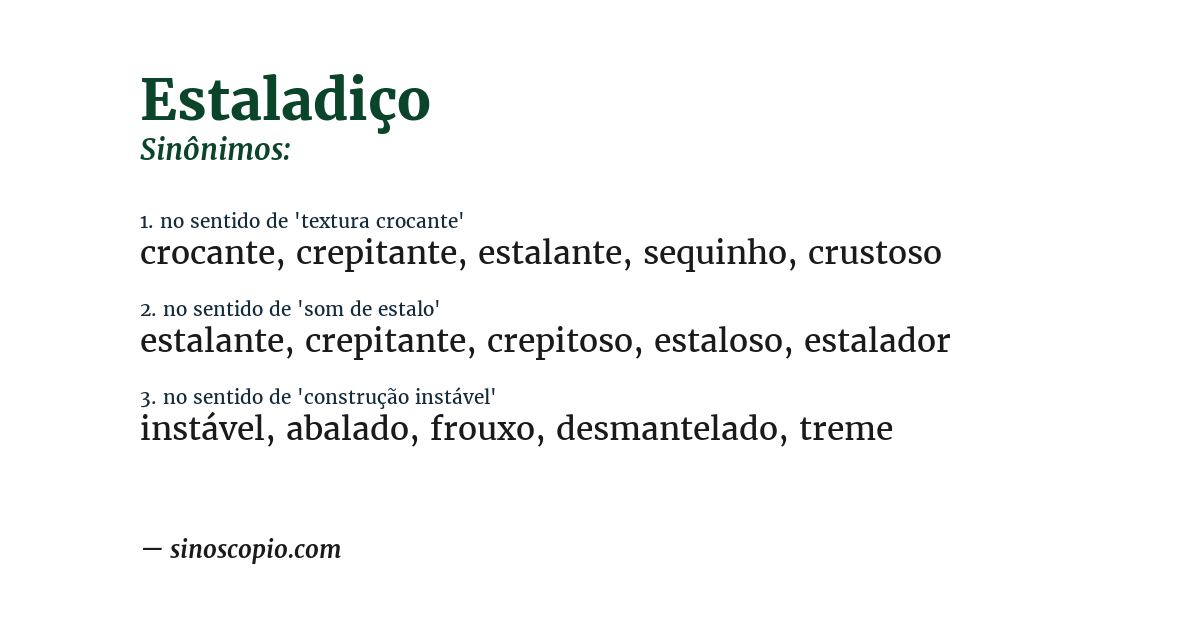 Sinônimo de estaladiço