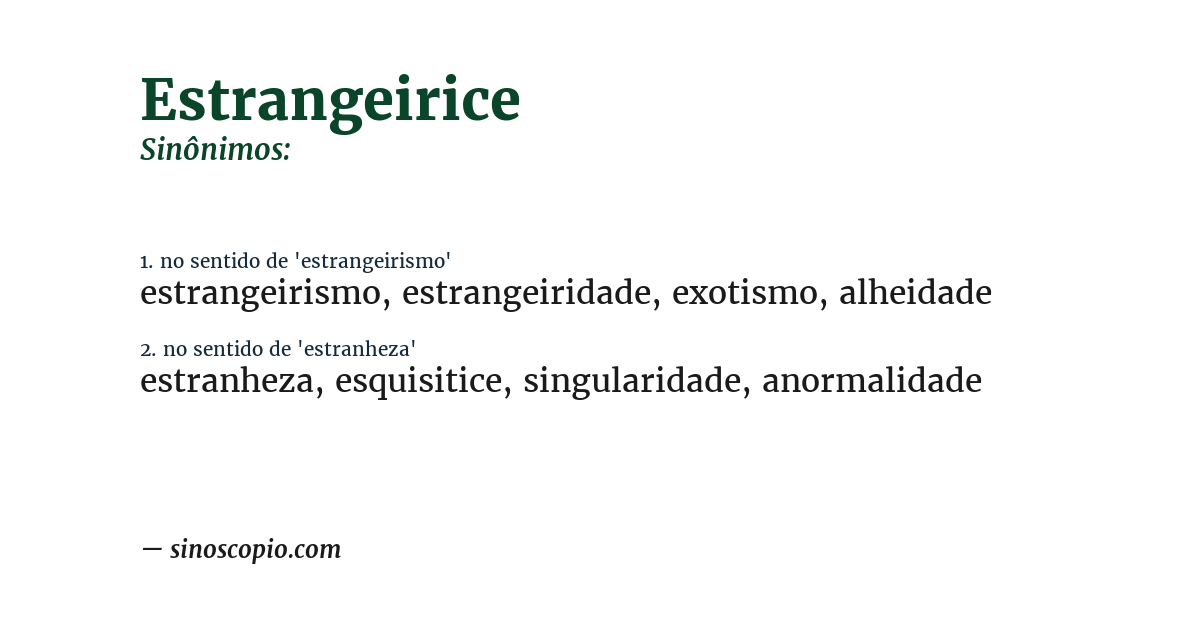 Sinônimo de estrangeirice