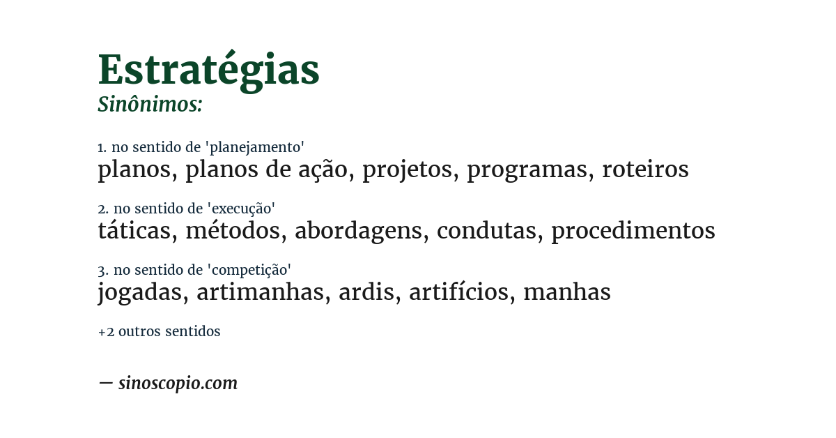 Sinônimo de estratégias