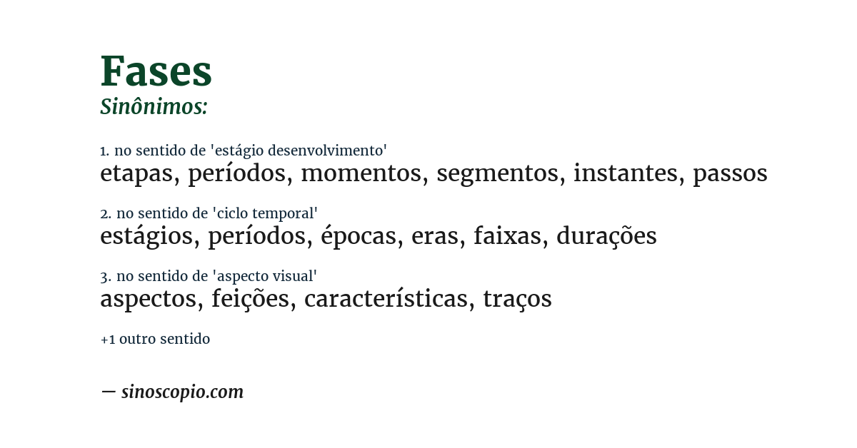 Sinônimo de fases