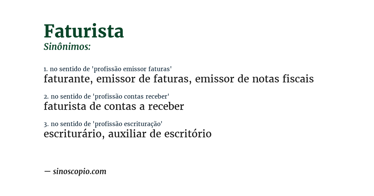 Sinônimo de faturista