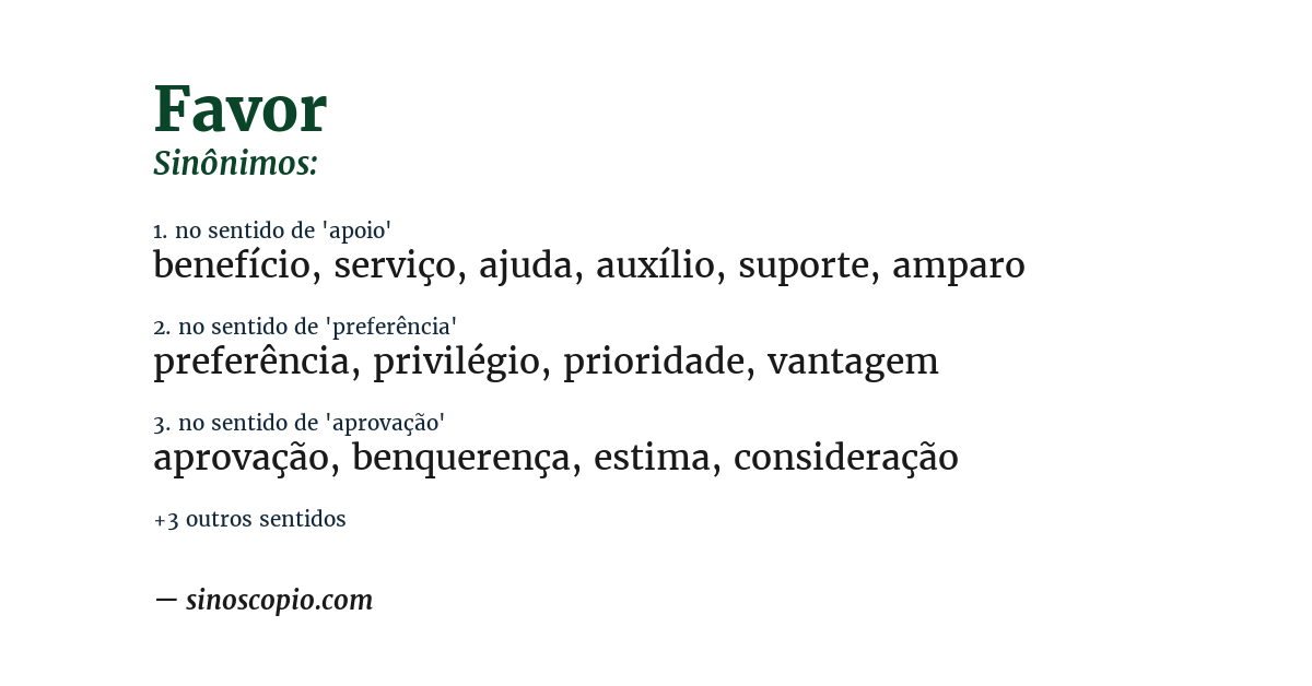 Sinônimo de favor
