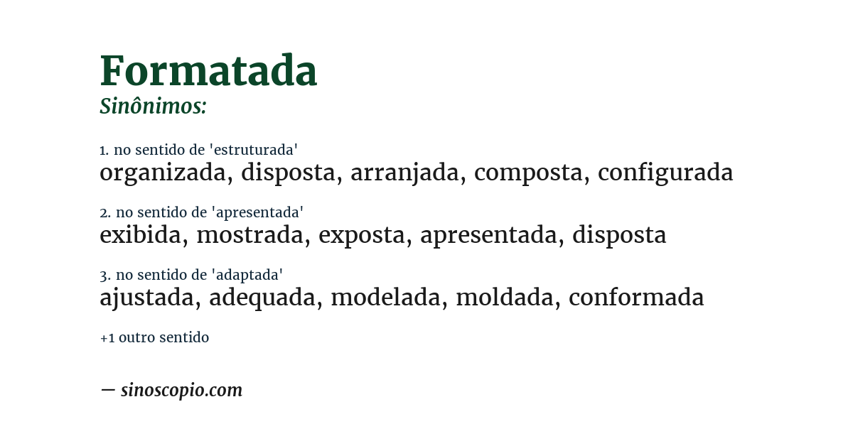 Sinônimo de formatada