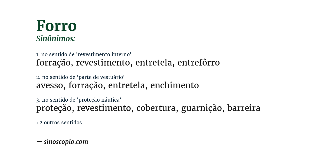 Sinônimo de forro