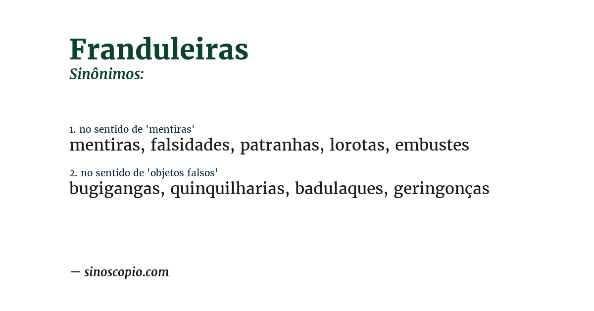 Sinônimo de franduleiras