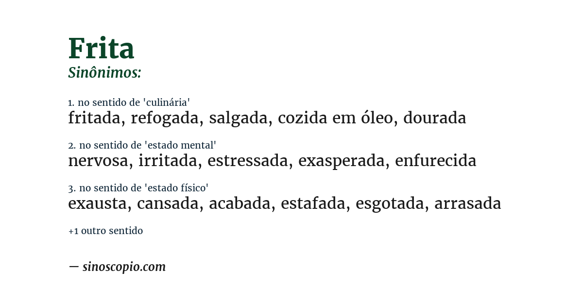 Sinônimo de frita