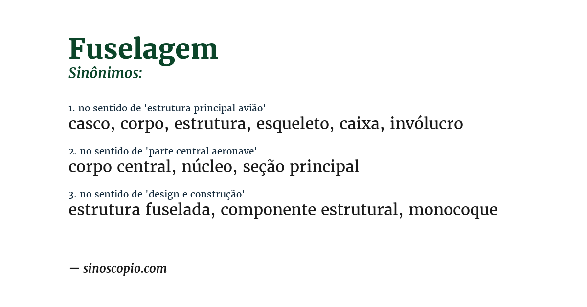 Sinônimo de fuselagem