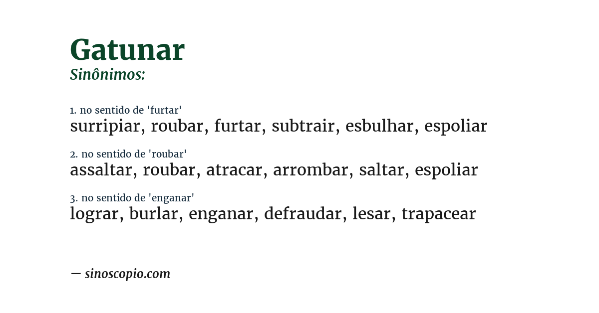 Sinônimo de gatunar