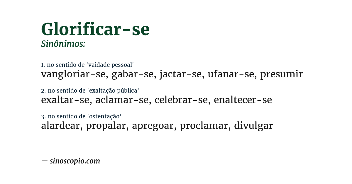 Sinônimo de glorificar-se