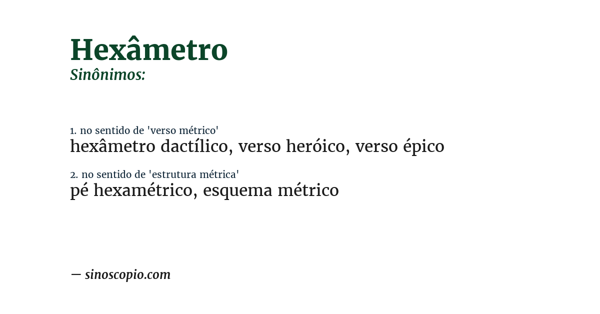 Sinônimo de hexâmetro