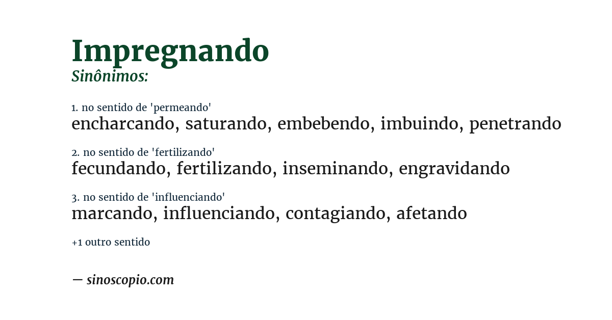 Sinônimo de impregnando
