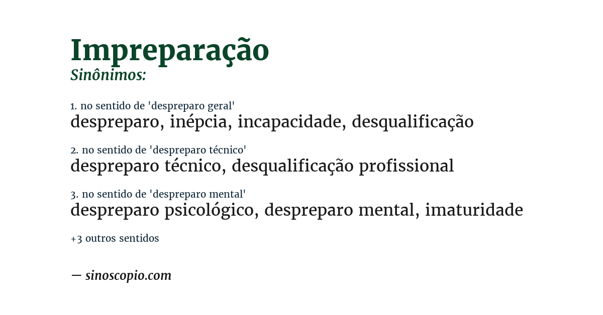 Sinônimo de impreparação