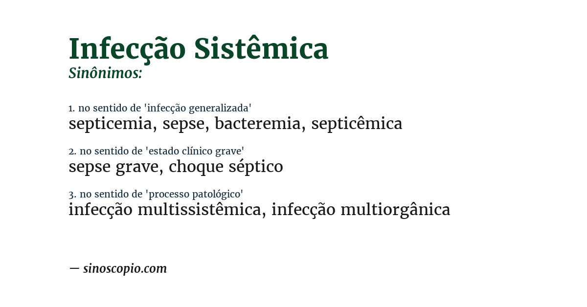 Sinônimo de infecção sistêmica