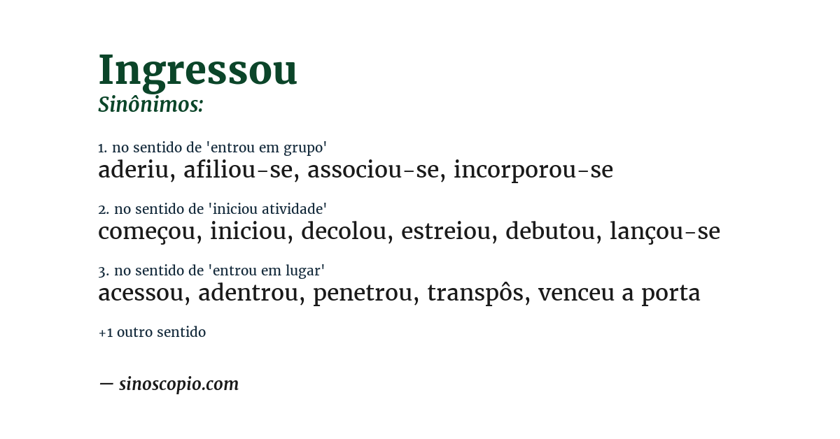 Sinônimo de ingressou