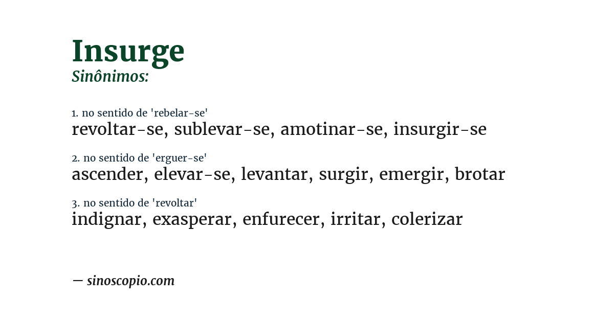 Sinônimo de insurge