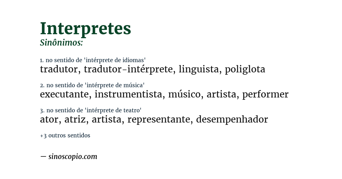 Sinônimo de interpretes