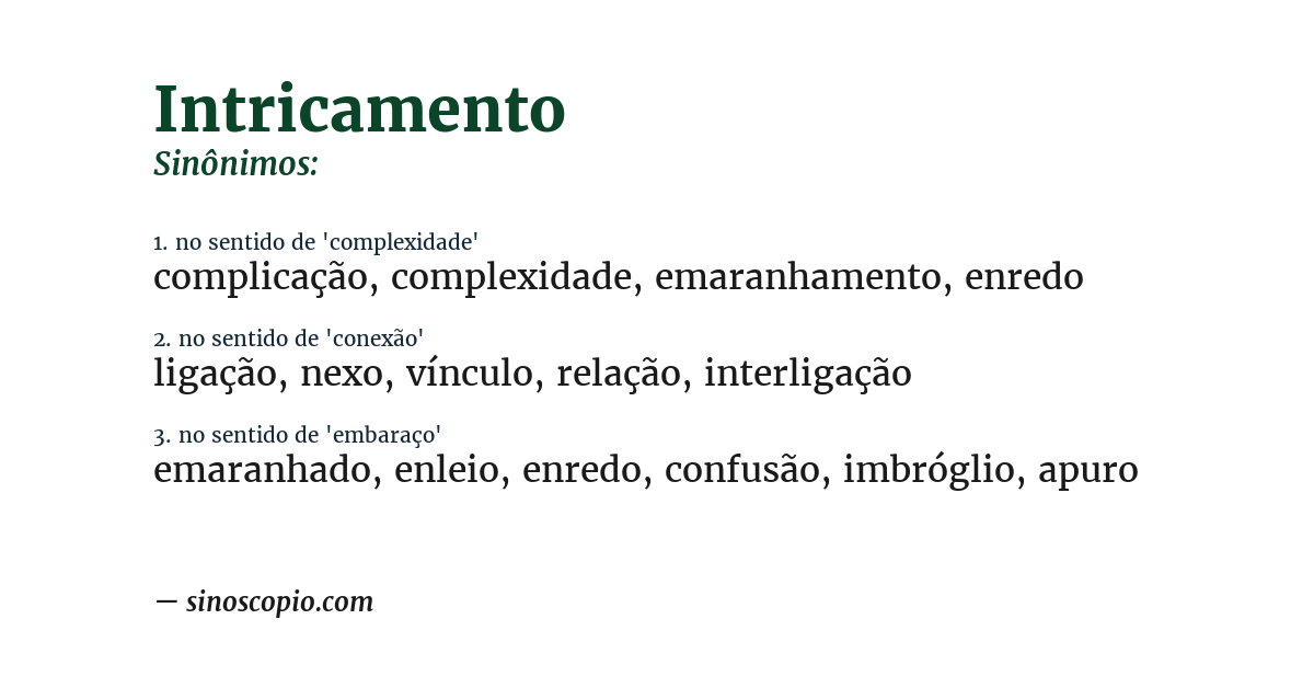 Sinônimo de intricamento