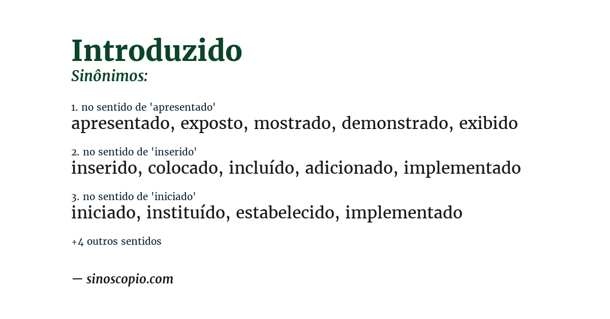 Sinônimo de introduzido
