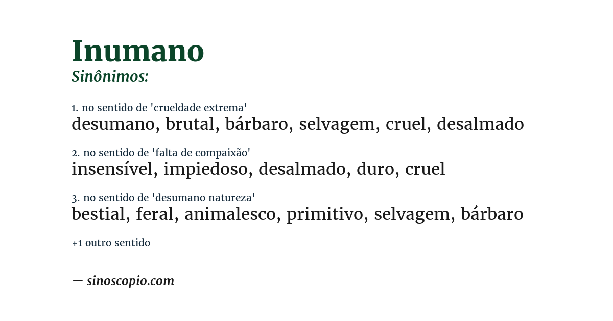 Sinônimo de inumano