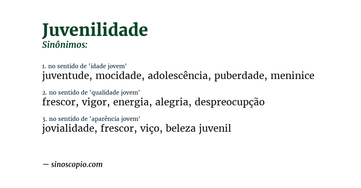 Sinônimo de juvenilidade
