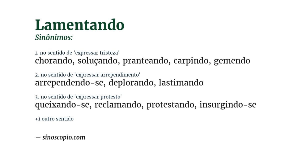 Sinônimo de lamentando