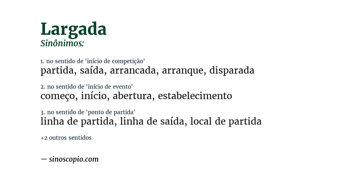 Sinônimo de largada