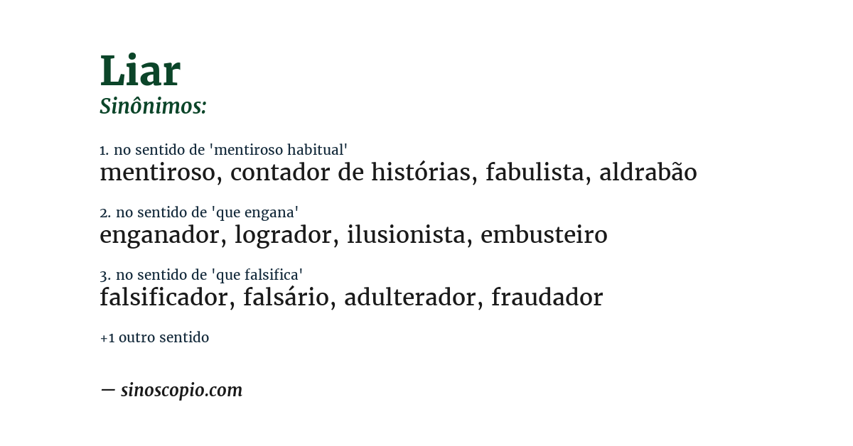 Sinônimo de liar