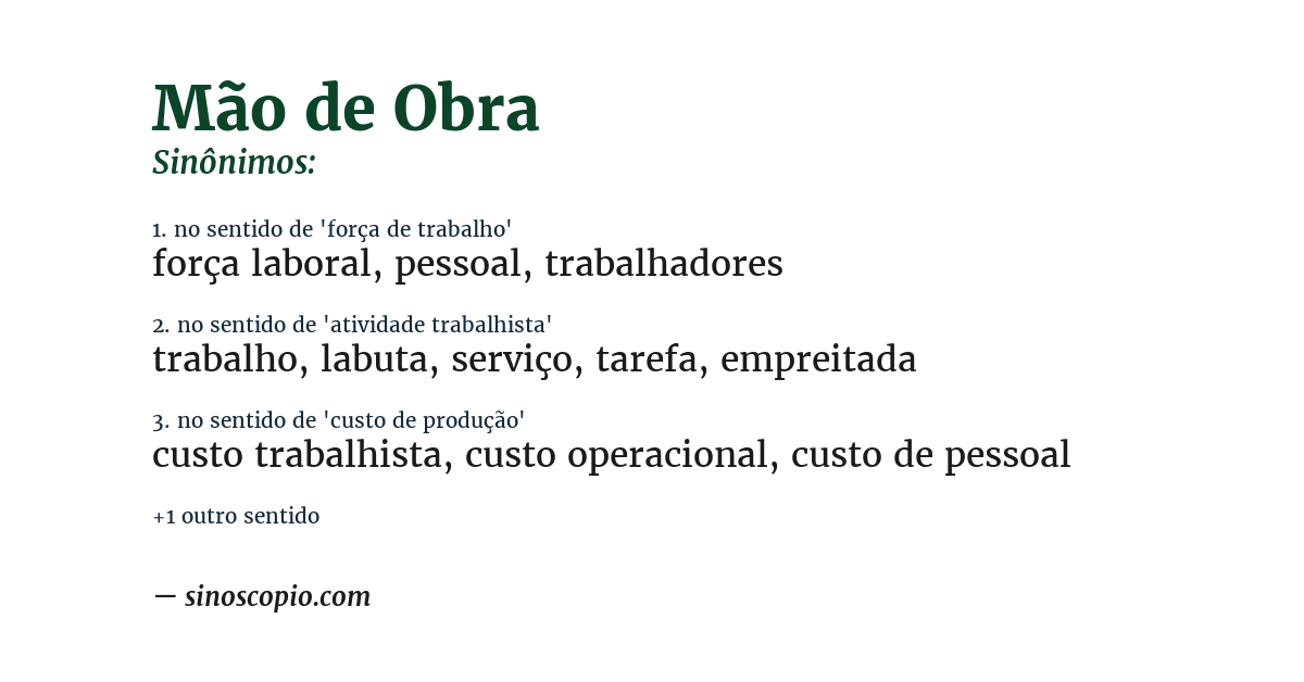 Sinônimo de mão de obra