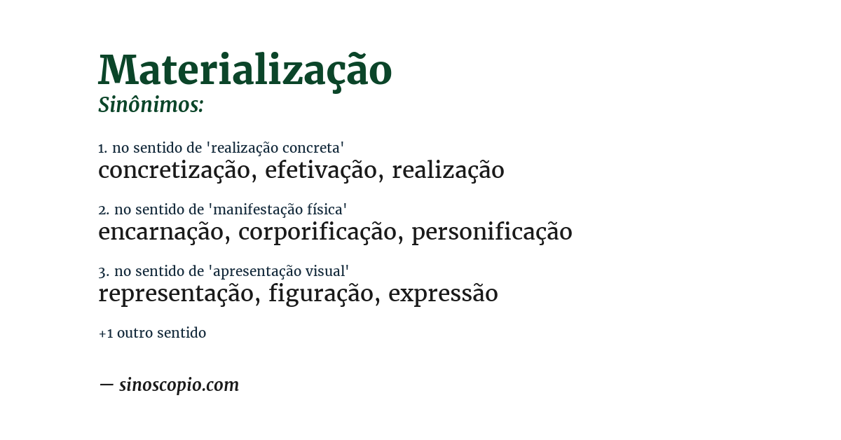 Sinônimo de materialização