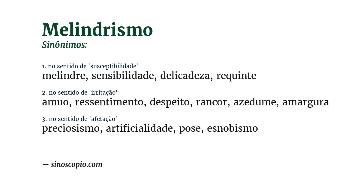 Sinônimo de melindrismo