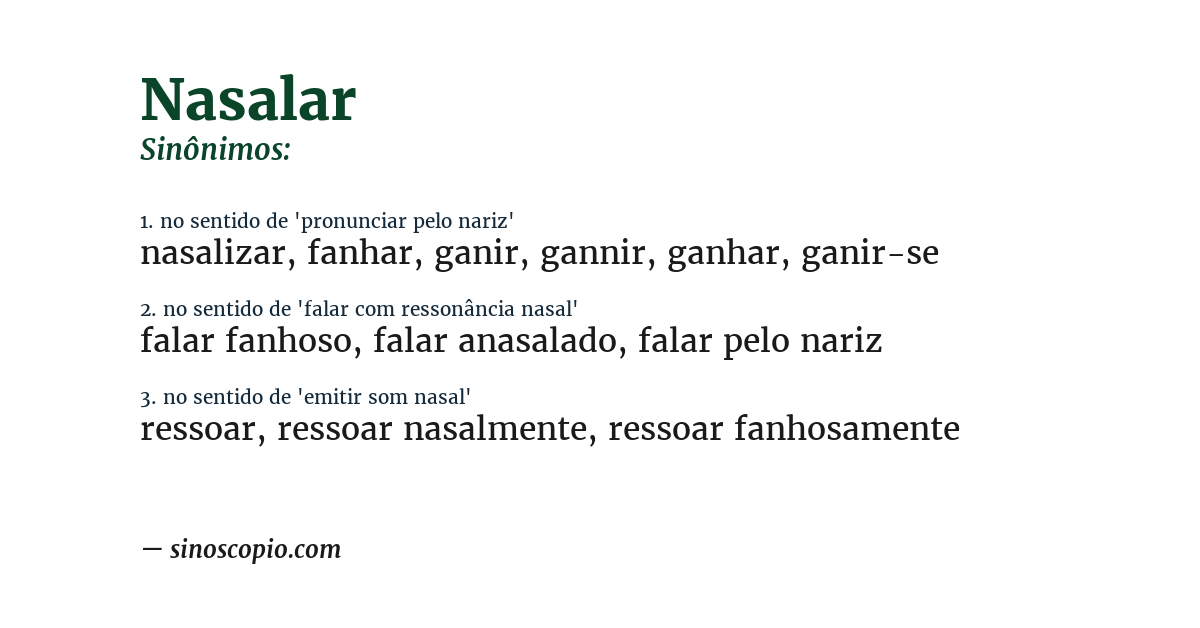 Sinônimo de nasalar