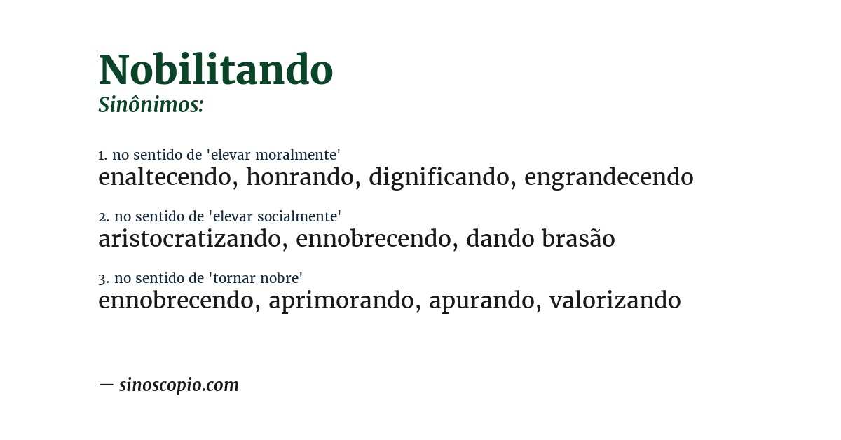 Sinônimo de nobilitando