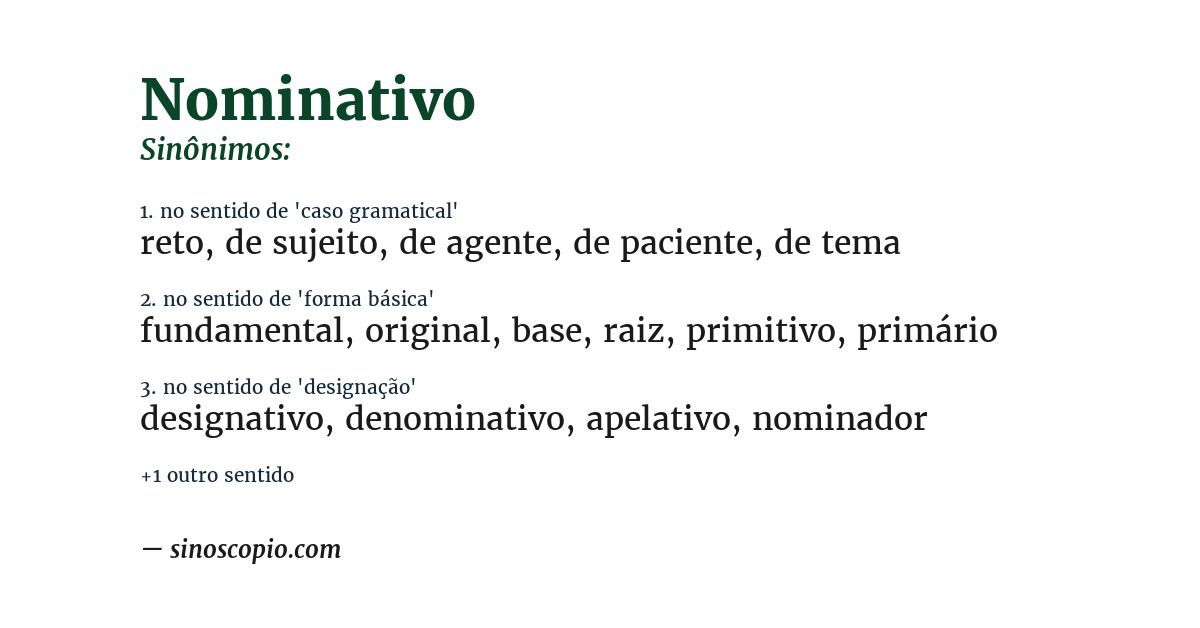 Sinônimo de nominativo