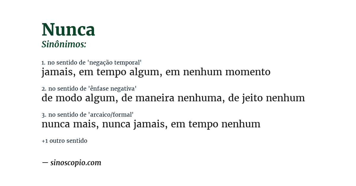 Sinônimo de nunca