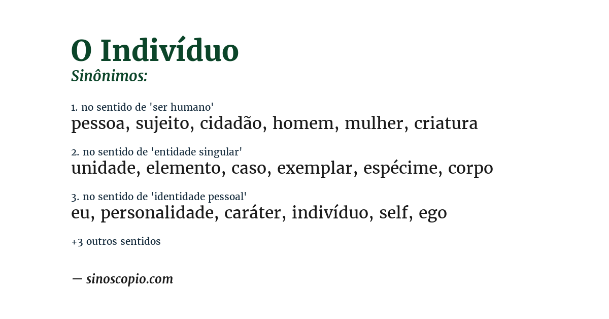 Sinônimo de o indivíduo