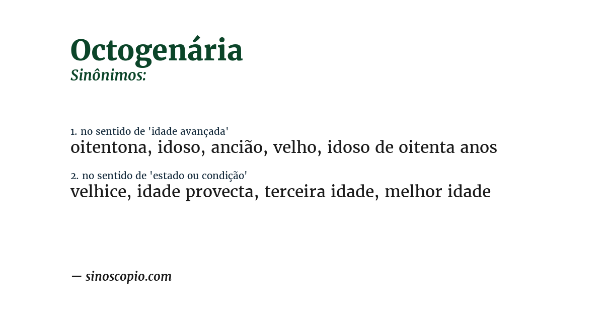 Sinônimo de octogenária