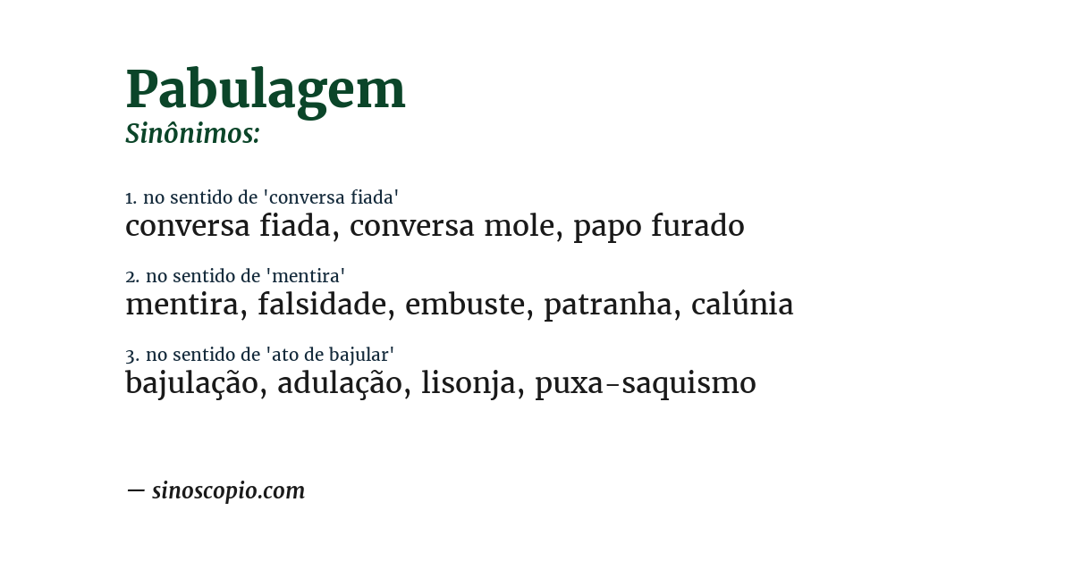 Sinônimo de pabulagem