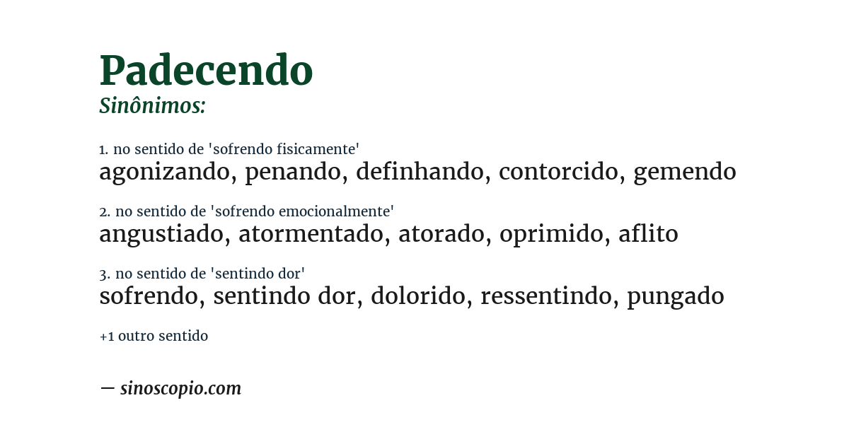 Sinônimo de padecendo